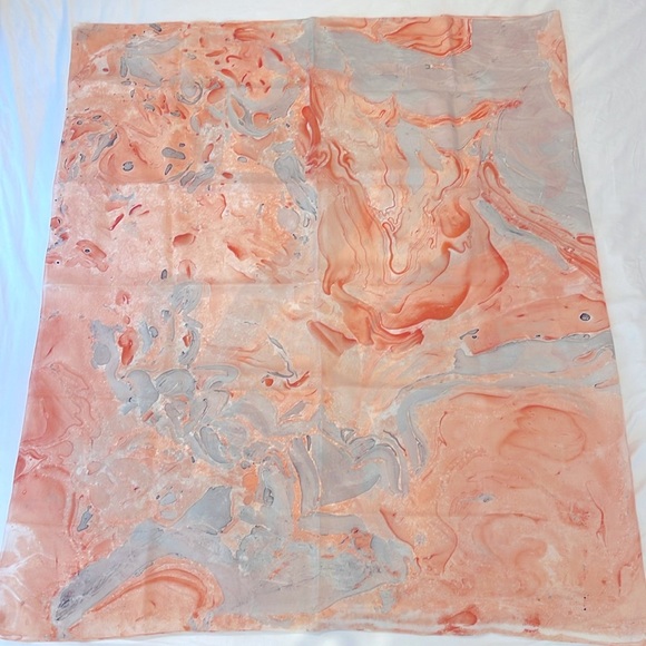 Accessories - 100% silk stole scarf wrap handmade peach and grey art